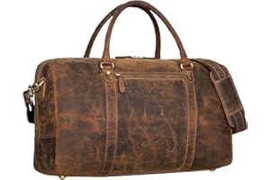 STILORD 'Iska' Borsone da Viaggio Grande Vintage Borsa a Tracolla in Pelle Weekender Vintage Borsone da Palestra Bagaglio a Mano in Vera Pelle, Colore:calais - marrone
