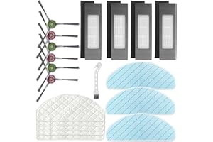 QAQGEAR Kit Accessori Ricambio per Ecovacs Deebot T9 T9+ T9 AIVI T9 AIVI+ T9 Max T9 Power Robot Aspirapolvere, 6 Spazzole Laterali, 4 Filtri, 3 Panni Mop, 5 Panni Monouso