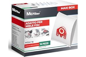 McFilter I 16 sacchetti per la polvere adatti per aspirapolvere Miele serie FJM S2 S3 S4 S5 S6 S7, Complete C1, Compact C1/C2 I incl. 8 filtri con sigillo automatico per la polvere I MAXI BOX