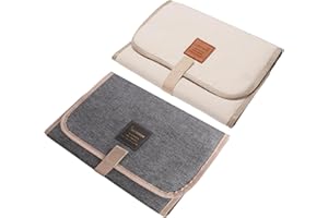 YTUGIL Baby Changing Mat, Travel Changing Mat - Waterproof, Foldable Nappy Changing Mat for Baby - Ideal for Travel, Home, and On-The-Go Use - Easy to Clean Changing Pad(Grey&Beige)