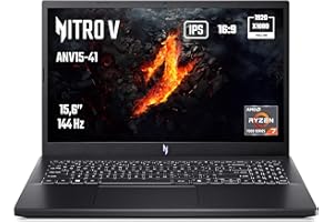 Acer Nitro V ANV15-41-R9NM, Ordinateur Portable Gaming 15.6'' Full HD IPS 144Hz, (AMD Ryzen 7 7735HS, NVIDIA GeForce RTX 4060, RAM 16 Go, 1024 Go SSD, Windows 11) PC Portable Gaming, Couleur Noir