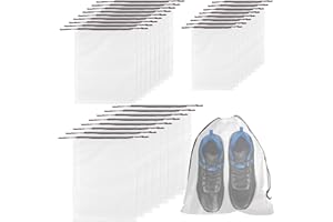 FAGENT 24 Stück Schuhbeutel Reise, Schuhtasche mit Zugband Wasserdicht Schuhsack Transparente Kordeltasche Multifunktionale Aufbewahrungstasche, 3 Größen Reisebeutel zur Trennung von Schuhen Kleidung