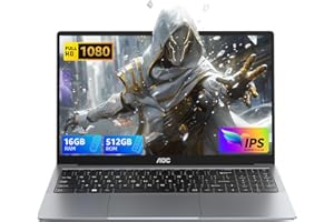 AOC 2025 AX15 Ordinateur Portable, Boîtier Métallique d'un PC Portable, 15,6 Pouces FHD 16 Go de DDR4 512 Go de SSD,N95 (6M Cache, Jusqu'à 3,40 GHz), Wi-FI2.4/5.0, BT5.0, USB 3,2, Type C, HDMI