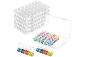 Lawei 5er x 28 Fächer Diamond Painting Aufbewahrungsboxen Sortimentskästen Transparent Sortimentsbox Einstellbar Diamant Kunststoff Aufbewahrungbox für Kleinteile Nägel Perlen Strasssteine Schmuck