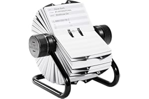 Durable Telinfex Rotary Address Card Holder - Includes 500 Cards - Includes 25 Tab A-Z Index - Made from Metal - Black