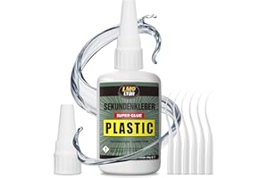 LMQ LASH Sekundenkleber extra stark für Kunststoff 25g, Wasserfester und hitzebeständiger Kunststoffkleber, Kunststoffkleber mit Anti-Verstopfungskappe, Cyanacrylat(CA) Sekundenkleber für Plastik.
