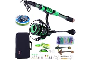 Sougayilang Fishing Rod and Reel Set, Carbon Fiber Telescopic Fishing Rod 12+1BB Reel with Carry Case for Saltwater Freshwater Fishing Kit