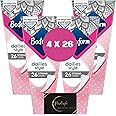 Dailies Panty Liners Bundle- Ultra-Thin and Soft (4x26 Packs), Body Form Pads for Women, String or Thong Underwear Pantyliners Including Wishesla Thank-You Card