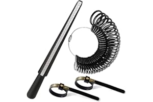 Anillo Sizer TJYAEKLTD – Herramienta de medición de anillos de plástico y mandril, juego de fabricación de anillos de 4 piezas para medir el tamaño de la joyería., Aleación de aluminio