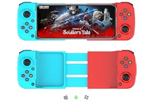 Megadream MFi bezprzewodowy kontroler do gier dla iPhone'a, mobilny gamepad, joystick dla iOS/Android, iPhone 13/Mini/13 Pro Max, 12, 11, do Samsung Galaxy, Nokia, OPPO, Google, Direct Play (niebieski + czerwony)