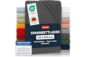 ‎BLUMTAL Blumtal® Spannbettlaken 90x200cm - Microfaser - Oekotext zertifizierte Bettlaken - Spannbetttuch 90x200 cm - Bettbezug / Leintuch - Fitted Sheets - Anthrazit