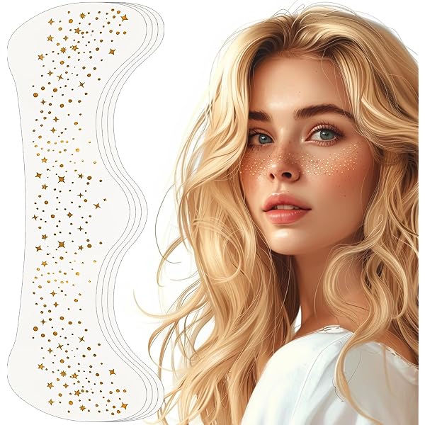 6 Blätter Gesichts-Tattoos – Sommersprossen, Schmetterlinge, Sterne, Glitzer, Für Festival, Karneval & Partys