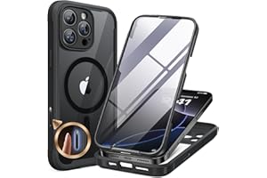 Miracase 360 Grad für iPhone 16 Pro Hülle mit Magsafe, Eingebaut Glas Schutzfolie, Komplettschutz HandyHülle Magnetisch Stoßfest Case für iPhone 16 Pro Schutzhüllen 6,3 Zoll,Schwarz
