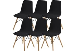 SHENGYIJING Esszimmerstühle Abdeckungen 2/4/6 Stück,Stil Shell Esszimmerstuhl Mid Century Modern Stuhl Sipcover,Gepolsterte Dining Accent Side Stuhlhussen (Schwarz1,6 Pieces)