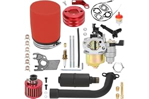 YOXUFA Upgraded Carburetor 62mm Air Filter Adapter Exhaust Pipe Muffler Jet Stage 2 Kit for Predator 212cc 196cc 6.5HP Engine Coleman CT200U CT200U-EX BT200X GX160 GX200 Mini Bike Go Kart Red Parts