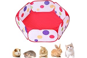 DOZNOZRI Portable Small Animals Playpen, Breathable Foldable Pet Cage Tent Pop-Up Exercise Yard Fence, Pet Play Pen for Rabbits, Hamster, Guinea Pig, Chinchillas and Hedgehogs (Red)