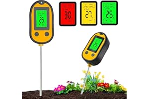 Vothen Soil Ph Tester: Soil Moisture Meter, 5-in-1 Soil Test Kit,Plant Moisture Meter for Soil Moisture/pH/Light/Temperature for Lawn Care Flower,Garden,Potted Plants