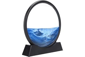 Fydun Immagine di Sabbia dinamica Paesaggio in Movimento Sabbia Che scorre Pittura 3D per la Decorazione del Desktop Domestico Ornamento Clessidra Regali d'Arte(Blu)