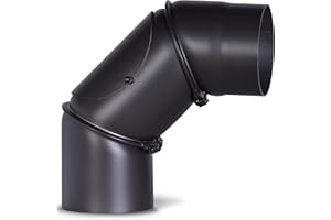 FIREFIX R120/B Ofenrohrbogen I Ofenrohr 120mm Durchmesser aus Stahlblech für Kaminofen I Beschichtetes Kaminrohr, von 0-90 Grad verstellbar I Mit Reinigungstür