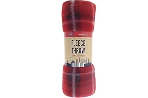 BEAMFEATURE Classic Tartan Check Fleece Throw Picnic Blanket 120x 150cm (Red)