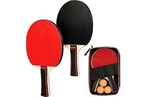 Set för Bordtennis: 2 Bordtennisracketar, 3 Bordtennisbollar och Transportväska, för Nybörjare, Proffs och Familjer, för Användning inomhus och utomhus