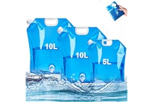 Zhongtou 3 Pack Contenitori Pieghevoli per Acqua Tanica dell'Acqua Trasportabile per Acqua Portatili Contenitore Borsa Pieghevole per Campeggio Viaggi Escursioni Pesca BBQ（2x10L+5L Blu）