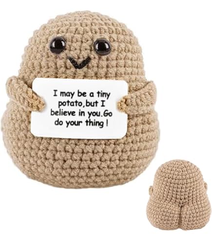Poupée Positive Poo En Laine – Crochetée Main, Porte-bonheur Avec Message D’affirmation, 8,5 Cm