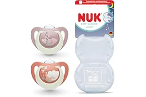 NUK First Choice Night Baby Schnuller | 0-6 Monate | Orthodontische Beruhigungssauger, die im Dunkeln leuchten | Beruhigt 99% aller Babys** | Kaninchen/Schaf | 0-2 Stück