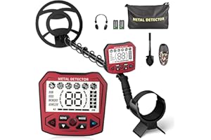 GJCRAFTS Metal Detector professionale per adulti e bambini, chip anti-interferenza, IP68, impermeabile, supporta batteria e alimentazione USB, 5 modalità di rilevazione (Rosso)