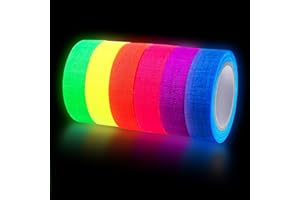 REAQUE 6 Rollon Nastro Adesivo Fluorescente, Colorato, Nastro Adesivo Colorato, Nastri Colorati per Decorazioni Feste di Halloween, Artigianato