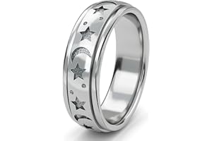 TJC Fidget Ring - 925 Sterling Silver Anxiety Rings - Spinner Rings for Women & Men - 360° Spinning Rotatable Ring to Relieve Stress & Worry in Platinum, 18K Yellow Gold Vermeil & Rose Gold Plating