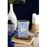 EVLE-Er043-y1 Azulejos Coffee Desenli Dikd&ouml;rtgen Metal Saklama Kabı 8x10 Cm (Azulejos Coffee)