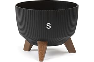 ‎MELTOM MELTOM Blumentopf Schale mit Füßen Einsatz Kräutertopf Übertopf Pflanzschale Eco Recycled (Schwarz, S - 24 cm)