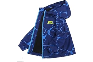 Exemaba Kids Waterproof Jacket for Boys Girls Wind Resistant Fleece Lined Rain Coat with Hood, for Rain, Autumn, Winter