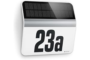‎STEINEL Steinel LED Solar Leuchte XSolar LH-N edelstahl, Dämmerungsschalter, 2500 mAh LiFe-Akku, inkl. beleuchtete Hausnummer, 22,7 x 24,2 x 5,1 cm