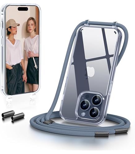 Custodia Trasparente Con Laccio Per IPhone 15 Pro - Silicone Sottile Con Magnete E Collana - Foto 2