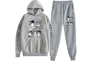 westtrend JoJo's Bizarre Adventure Sweat à Capuche et Pantalons 2 pièces Ensembles Unisexe Anime Personnage JoJo Imprimer décontracté Sweat Hauts Pantalons Costumes
