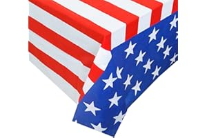 CODKU American Flag Table Cloth Party Tablecloth, USA American Plastic Tablecloth American Flag Table Cover Wipeable Rectangular Party Table Cover for 4th of July Independence Day Party Supplies, 274x137cm