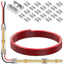 KOMIGAN 20 Stück COB LED Streifen Stecker 8 Mm, 2-polig, 200 Cm – Lötfrei, Für Nahtlose Verbindungen