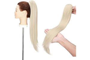 S-NOILITE Naturale Estensione Micro Ondulato Coda di Cavallo Claw on Ponytail Extension Capelli Veri Clip Parrucchino Ombre Posticci Donne 55cm Riccio Candeggina bionda