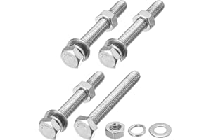 METALLIXITY Hex Head Screws Bolts, Nuts, Flat & Lock Washers Kits (M8-1.25x60mm) 4 Set, Stainless Steel Fully Threaded Machine Screws Bolt Set - for Home Appliance Equipment