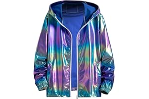 ORBGONS Jacke Silber Metallic Damen, Disco Karneval Kostüm, Bomberjacke Herren Pailletten Sakko Metallic Nightclub Jacke Slim Fit Jacken Lässig Reißverschluss Übergangsjacke Casual Sweatjacke Windjacke