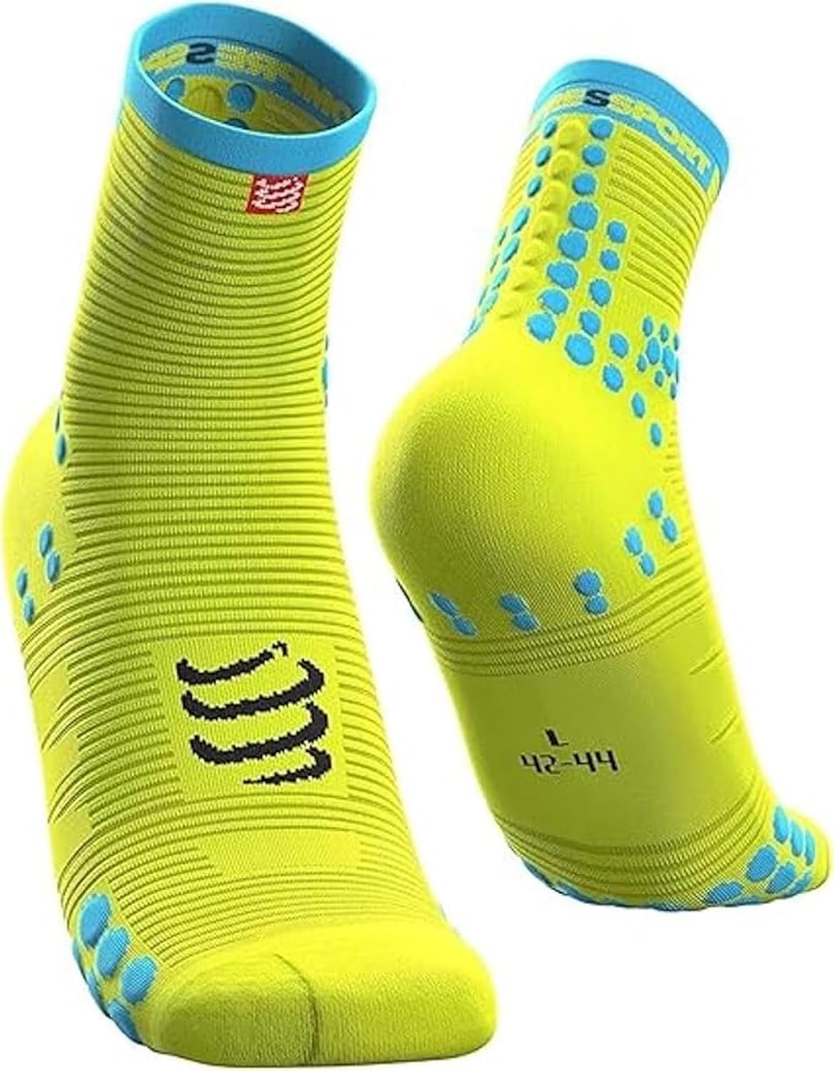 Compressport Running Socks - Pro Racing Socks V3 Run High - Prevención de ampollas - Amortiguación y transpirabilidad - Correr y triatlón - Para entrenamiento y competición - Ligeros