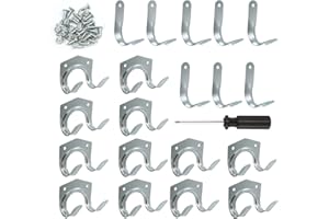 Wkmamo Set di 21 ganci portautensili da giardino, gancio singolo doppio gancio, ganci da garage, ganci per riporre attrezzi con cacciavite per capannone da garage, giardino, magazzino