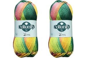 Cottonify Ne 6/4 Pack of 2 100% Combed Cotton Mercerized Crochet and Knitting Yarn| Medium Weight | Gassed & Mercerized Soft Yarn – 186 Yd 100 Grams per Ball | (2, Light Pasel Variegated 9900)