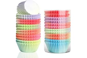 AiQInu Caissettes Muffins Papier - 300 Caissettes Cupcake, Résistants à la Chaleur, 6 Couleurs Différentes, Idéales pour Muffins et Cupcakes, Pour Cuisson, Mariage, Anniversaire, Fête