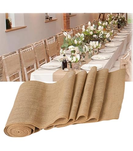 AmaCasa Eco Runner da tavola in iuta da 30 cm di larghezza, rotolo da 10 m, strisce di iuta rinforzate con etichetta compostabile, nastro per meravigliose decorazioni in molti colori (turchese, 30