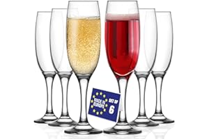 NORDIC SCHILLER Flute Champagne, Verres à Champagne, 220ml, Lot de 6 100% SANS PLOMB Coupe de Champagne Flûtes en Verre, Verres à Flûte, Lave-vaisselle Coupes à Champagne en Verre, Verres à Vin