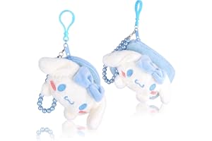 Roffatide Portfele na monety kreskówka pluszowy wisiorek mini zamek błyskawiczny portmonetka śliczny uchwyt na drobne portfel torba na monety z łańcuszkiem na nadgarstek, Biały pies, Jeden rozmiar, przypadkowy