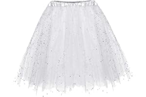 YEBIRAL Tutu-Rock Womens LED-Light Mini Tüllrock 50er Kurz Ballet 3 Layers Tanzkleid Unterkleid Cosplay Petticoat Rock Festliche Karneval Kostüm